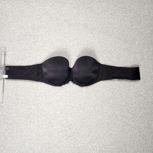Auden Lightly Lined‎ Strapless Bra Womens 40DD Black Lace Underwire Plus Size